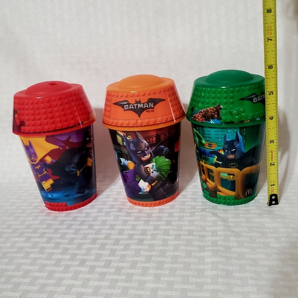 The Lego Batman Movie 2017 McDonald's Drink Cups With Lids, Lot Of 3. - Picture 7 of 8